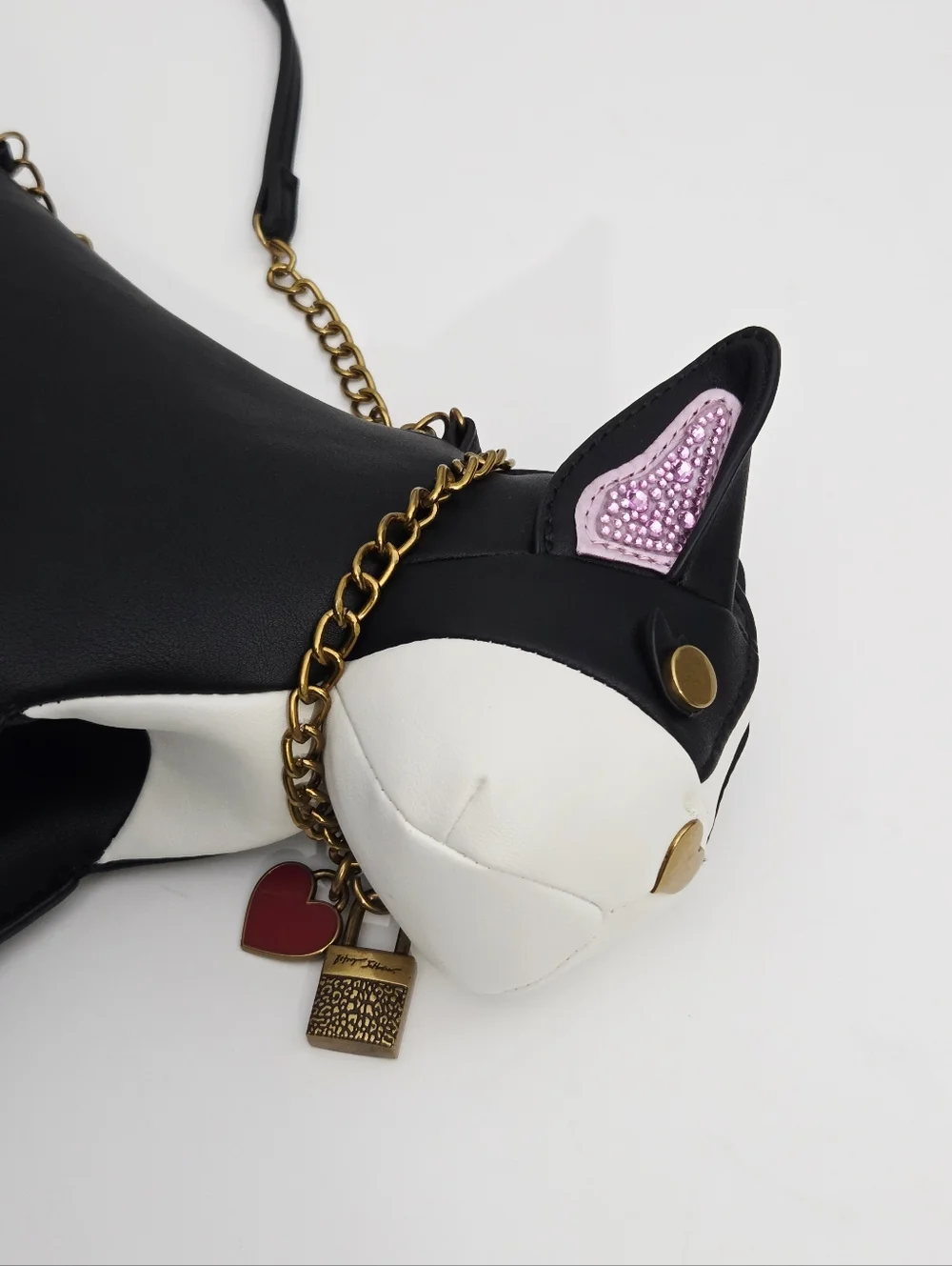 BETSEY JOHNSON KITSCH FRENCHY DOG CROSSBODY BAG WITH REMOVABLE CHARM BRACELET